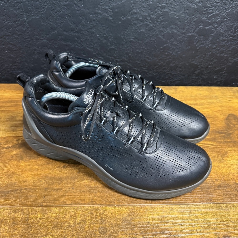 ECCO Biom Fjuel Black Leather Walking Sneakers Mens 43 EU 9-9.5 US